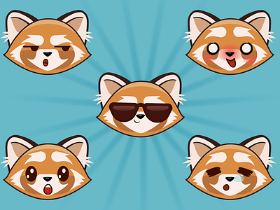 More Red Pandas affinity designer cute digital emoji illustrate kawaii redpanda stickers vector