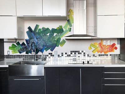 Floral Splash - Mural Backsplash Kitchen art backsplash design floral flowers interior art kitchen mural nature plants strokes