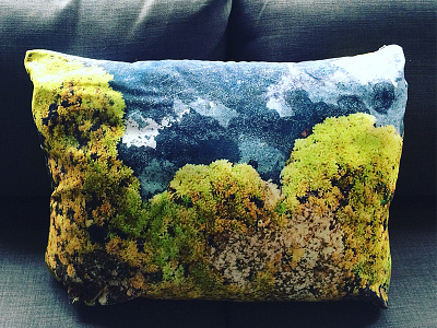 Stone Mosses Pillow forest green hike macro mosses mountain nature pillow quebec texture