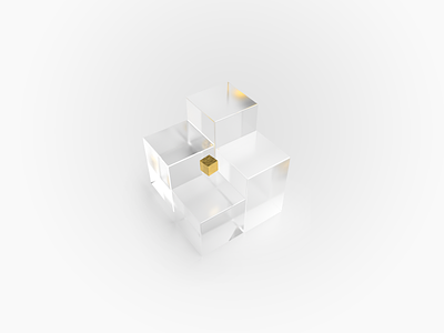 3D Glass Cube Illustration 3d 3d design cinema4d clean cube glass glass cube gold graphic design illustration minimal redshift white yellow