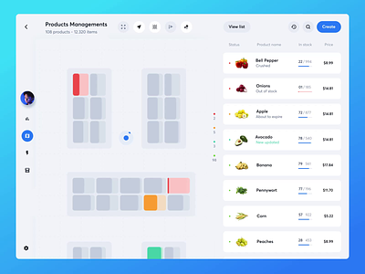 Food Inventory Application animation dashboard floor plan food food list inventory ipad map product design product list product management tablet uiux product web design