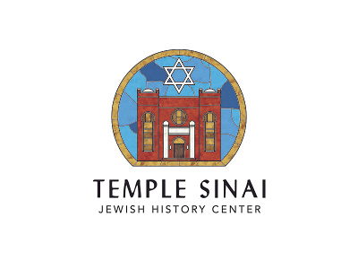 Temple Sinai logo lydian stained glass