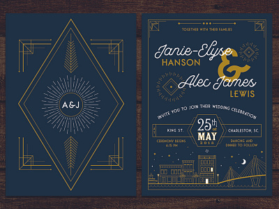 Lewis Wedding art deco charleston invitation