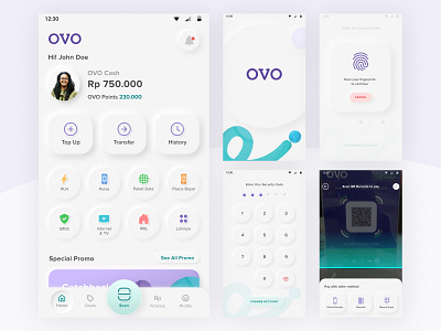 UI Exploration - OVO in Neumorphism figma fintech app neumorphism ui design ui exploration