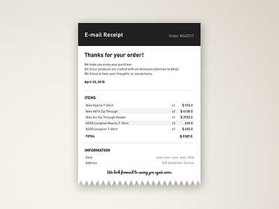 Daily UI challenge #017 —Email Receipt daily ui