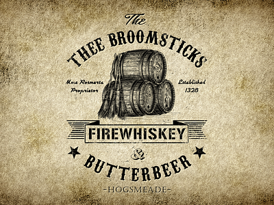 Three Broomsticks bandmerch beerlabel butterbeer orbusdeadsign teedesign tshirt vintagedesign
