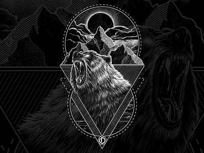 Bearserk artwork for sale band merch bear artwork bear drawing clothing line geometry design graphic tee orbus deadsign t shirt artwork tattoo design tattoo skull