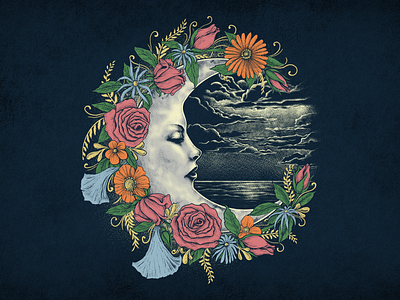 Achelois albumcover clothingline darkart flowersart illustration moondrawing orbusdeadsign postergigs teedesign