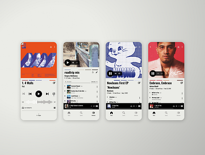 Music streaming app design inspired by retro album posters album design ios mobile music player music streaming play playlist retro shuffle song ui vintage