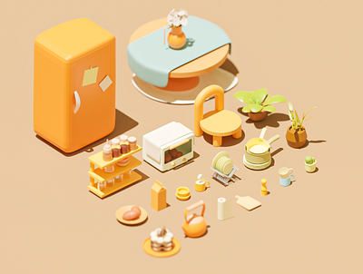 Little Kitchen part2 3d 3dart animation blender cube design illustration