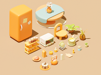 Little Kitchen part2 3d 3dart animation blender cube design illustration