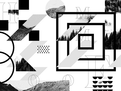 Home collage environmental graphics geometry layout typography