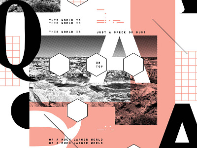 QA2 collage grid layout pink poster type
