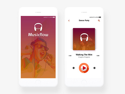 Mobile App Design for Music - Musicflow app colors flat gradient graphic interface ios music player song ui ux