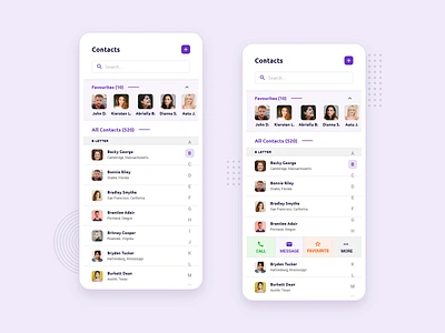 Contacts Mobile App android beautiful clean concept contact options contacts ios minimal mobile app mobile app design phone diary trending typography ui design ui ux