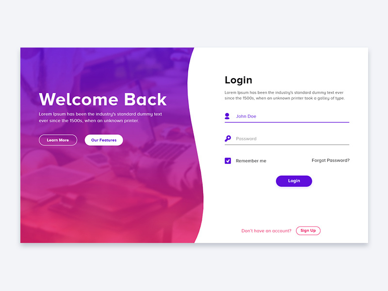 Login Page login page ux design creative web design