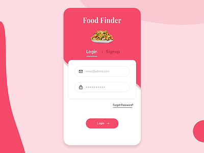 Food Finder Mobile App Design branding creative finder food food app ui idea inspiration login screen mobile app mobile app design trending ui ux user