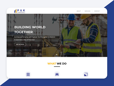 Construction Landing Page Design 2019 branding construction creative flat design graphics home page inspiration ui landing page logo new concept trending ui design