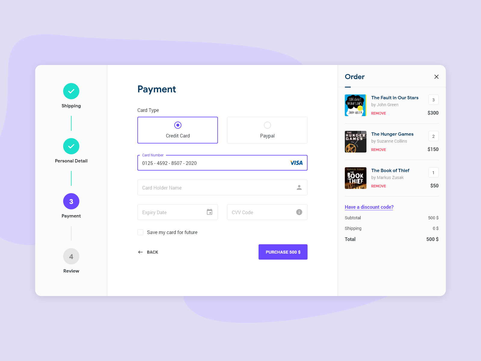 Daily UI Challenge - Credit Card Checkout.