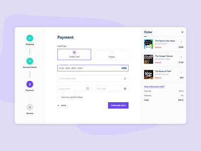 Daily UI Challenge - Credit Card Checkout branding checkout color pallete creative credit card dailyui dailyuichallenge idea payment method payment process trending typography uidesign ux web design