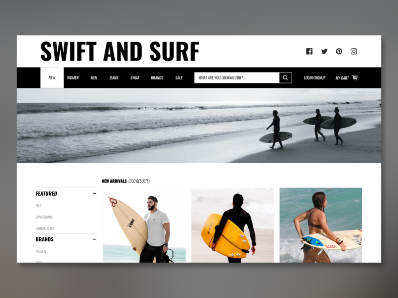 Swift And Surf shop surf design store webdesign web ux ui