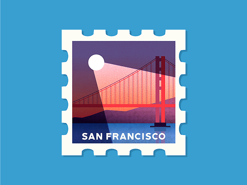 San Francisco Stamp 2d affinity animation design flat gif illustration minimalist vector
