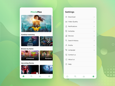 Home Screen for Movie App mobile app design movie app ui design