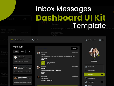 Inbox Messages Dashboard about me branding creative design dessigner graphic design mockup ui uiux web design