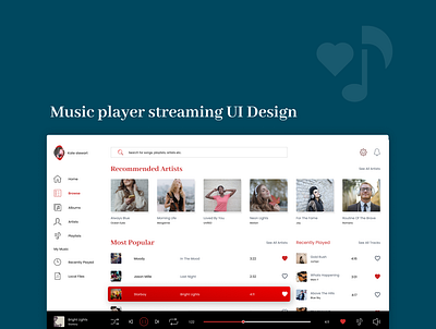 Music player branding creative design dessigner graphic design mockup ui uiux web design