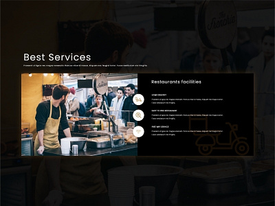 Restaurant Services creative dark mockup new design section ui ux design web design