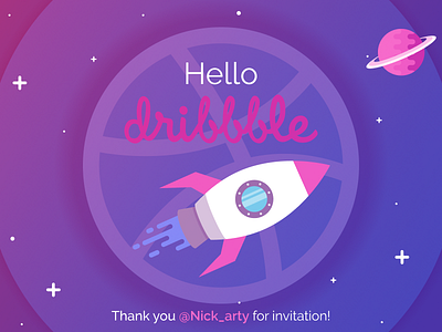 Hello Dribbble 1st debut dribbble first shot flat hello dribbble illustration invitation invite