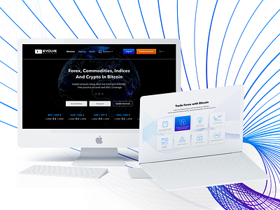 Evolve market - landing page bitcoin card component crypto design system forex trading home page landing page layout usability user experience design website