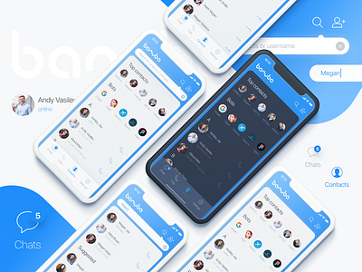 Messenger for Banuba Development- Iphone X chat chat app contacts ios iphone x messaging messenger mobile mobile app network search social