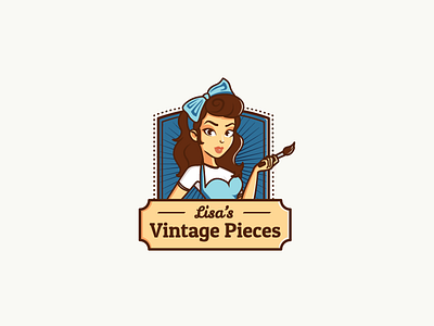 Fun Logo for Vintage Furniture Upcycler brand furniture girl identity illustration logo upcycler vintage