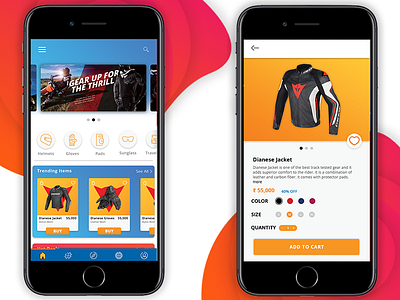 Motorcycle products shopping app app design ecommerce ecommerce ios app iphone mobile design product product page shopping ui