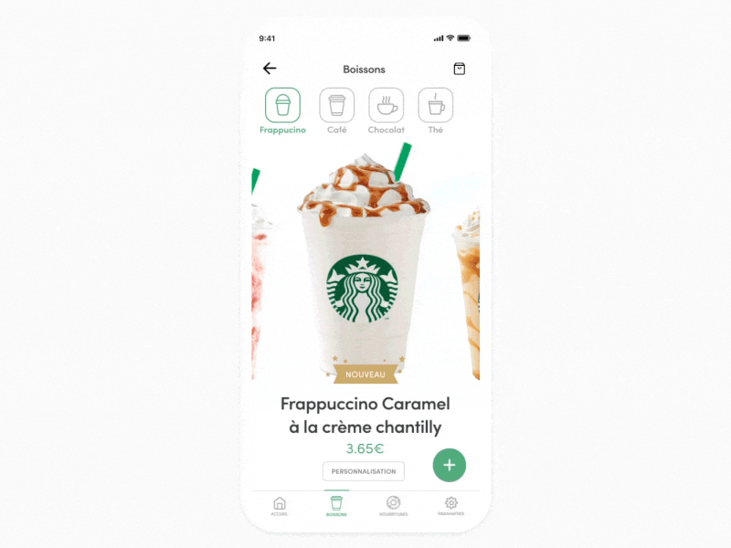 Starbucks App | UI Redesign custom drink