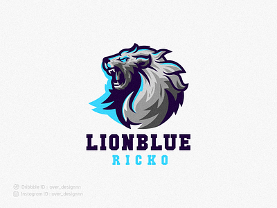 lion blue logo branding design identity illustration lion lion logo logo mark tshirt vector