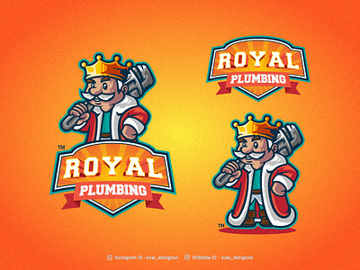 Royal Plumbing branding design identity illustration king king logo logo logo service mark plumbing logo tshirt vector