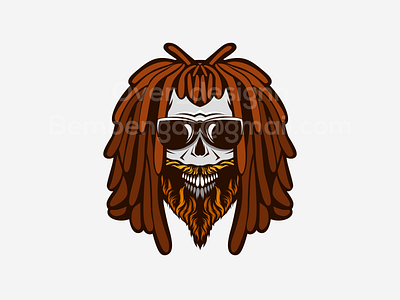 Skull Dreadlocks design dreadlock identity logo mask old skull