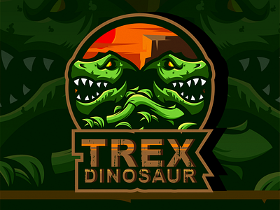 awesome trex logo design illustration