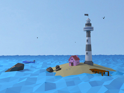 Lighthouse 3d model 3d animation blender graphics lighthouse lowpoly modeling motiongraphics