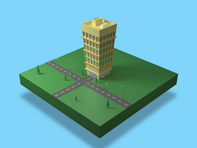 Isometric Building 3d model. 3d animation blender graphics isometric lowpoly modeling motiongraphics