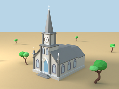 Church - 3d Model. 3d animation b3d blender church graphics lowpoly modeling motiongraphics