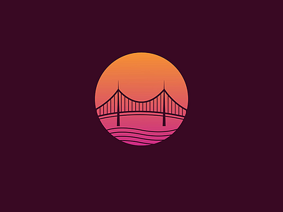 Sunset Bridge adobe design gradient illustration logo vector