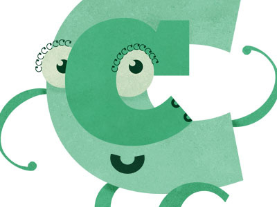 C Lady alphabet c eyelashes green smile texture