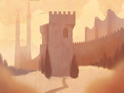 Fortress illustration medieval fortress monochromatic texture castle