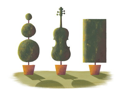 Musical Topiary violin plants topiary sunlight illustration texture