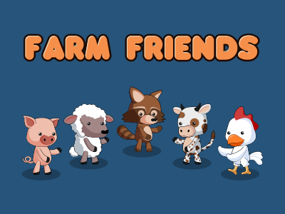 Farm Friends animals cartoon character design cute game art vector art