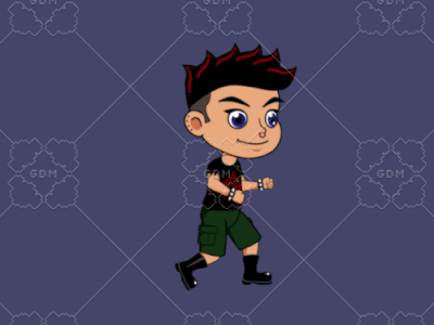 Roxy the punk - kick animation 2d animation blender character female fun game art inkscape punk sprite vector