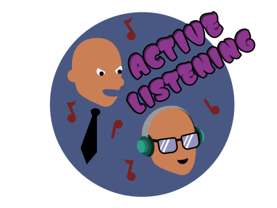 Adult Merit Badge - Active Listening art artwork cartoon cute digitalart funny grapicdesign illustration myart sticker vector